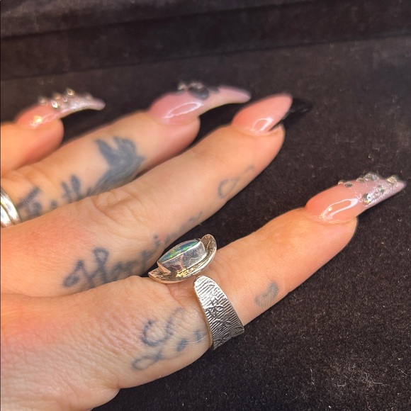 Silver  Ring SIZE 9 OPAL - Picture 5 of 6